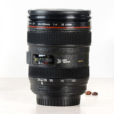 253.4g dubbele wand roestvrij staal camera lens koffiebeker voor fotografen