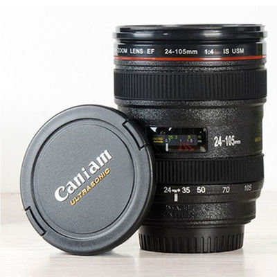 253.4g dubbele wand roestvrij staal camera lens koffiebeker voor fotografen