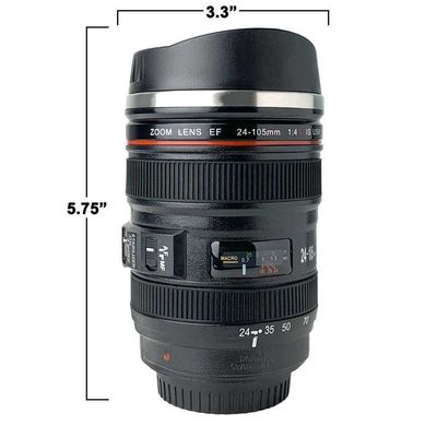 Reisfotografen Tumbler Camera Lens Koffiekop met geïsoleerd ontwerp en roeren