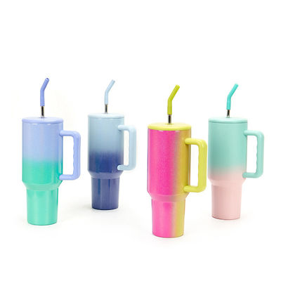 40oz Gradient Rainbow Tumbler Cups met stro Duurzame en HANDGRIP accessoires