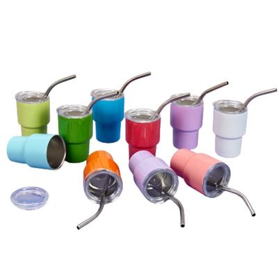 Roestvrij staal 2 oz Shot Glass Tumbler met stro deksel Hou drankjes warm of koud 6-12 uur