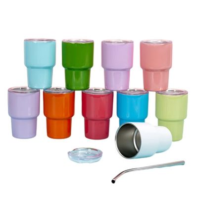 Partij must-have 2oz Mini Double Wall Geïsoleerde Demitasse Cup met stro en deksels