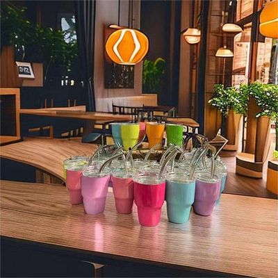 Partij must-have 2oz Mini Double Wall Geïsoleerde Demitasse Cup met stro en deksels
