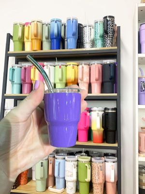 Partij must-have 2oz Mini Double Wall Geïsoleerde Demitasse Cup met stro en deksels