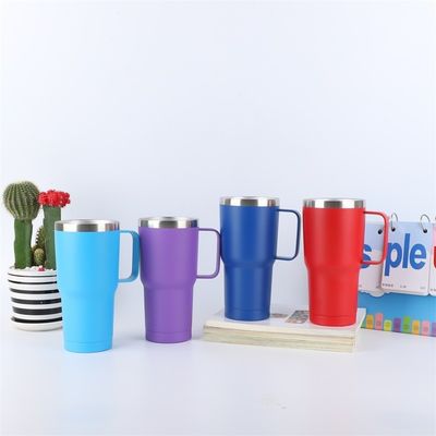 Amerikaanse stijl roestvrij staal dubbele wand tumbler 10 oz koffiebeker met handvat en deksel