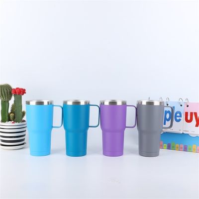 Amerikaanse stijl roestvrij staal dubbele wand tumbler 10 oz koffiebeker met handvat en deksel