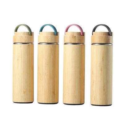 Gepersonaliseerd Logo Bamboe Thermos Flask Vacuüm Geïsoleerde Flask voor Outdoor Business Gift