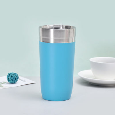 16 oz roestvrij staal dubbele wand vacuüm reisbeker met voorraad deksel en aangepast logo