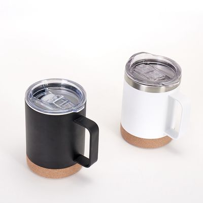 Roestvrij staal vacuüm geïsoleerde koffiekop met kurk basis 12oz 16oz breed mond ontwerp