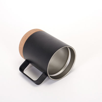 Roestvrij staal vacuüm geïsoleerde koffiekop met kurk basis 12oz 16oz breed mond ontwerp