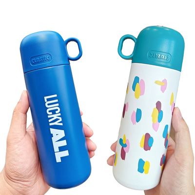 Roestvrij staal waterfles voor kinderen 500 ml schattig tumblerbeker met aangepast patroon en deksel