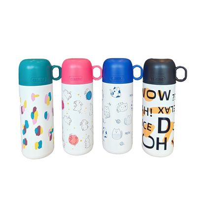 Roestvrij staal waterfles voor kinderen 500 ml schattig tumblerbeker met aangepast patroon en deksel