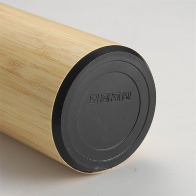 Metalen type roestvrij staal op maat gemaakt bamboe houten thermosfles met houten deksel