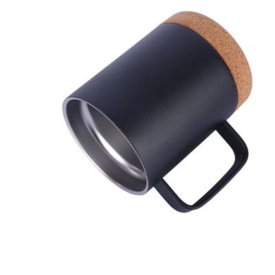 Roestvrij staal 12 ounce Matte Zwarte mok met kurk bodem en schuif slot deksel Perfect