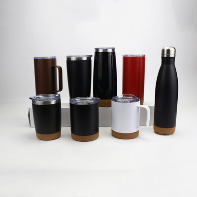 Roestvrij staal 12 ounce Matte Zwarte mok met kurk bodem en schuif slot deksel Perfect