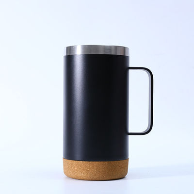 Hedendaagse 16oz rechte roestvrijstalen koffiebak met kurkonder en handvat