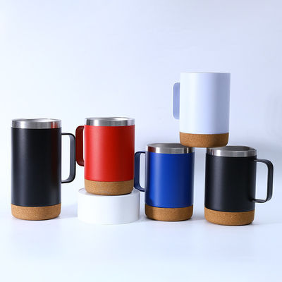 Hedendaagse 16oz rechte roestvrijstalen koffiebak met kurkonder en handvat