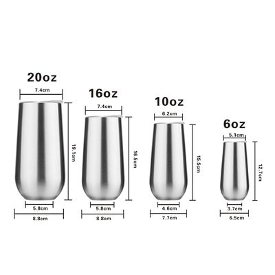 In voorraad 6oz Stemless Champagne Flutes Tumbler 10oz Kids Sublimatie Koffiebeker Vacuum Geïsoleerde bekers