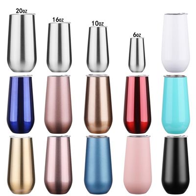 In voorraad 6oz Stemless Champagne Flutes Tumbler 10oz Kids Sublimatie Koffiebeker Vacuum Geïsoleerde bekers