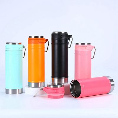 Gepersonaliseerde kleur 750 ml dubbelwandige roestvrijstalen thermosfles met handvat
