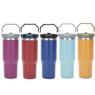 Minimalistische ontwerp stijl 30oz BPA-vrije vacuüm geïsoleerde tumbler met Flip Straw Thermos